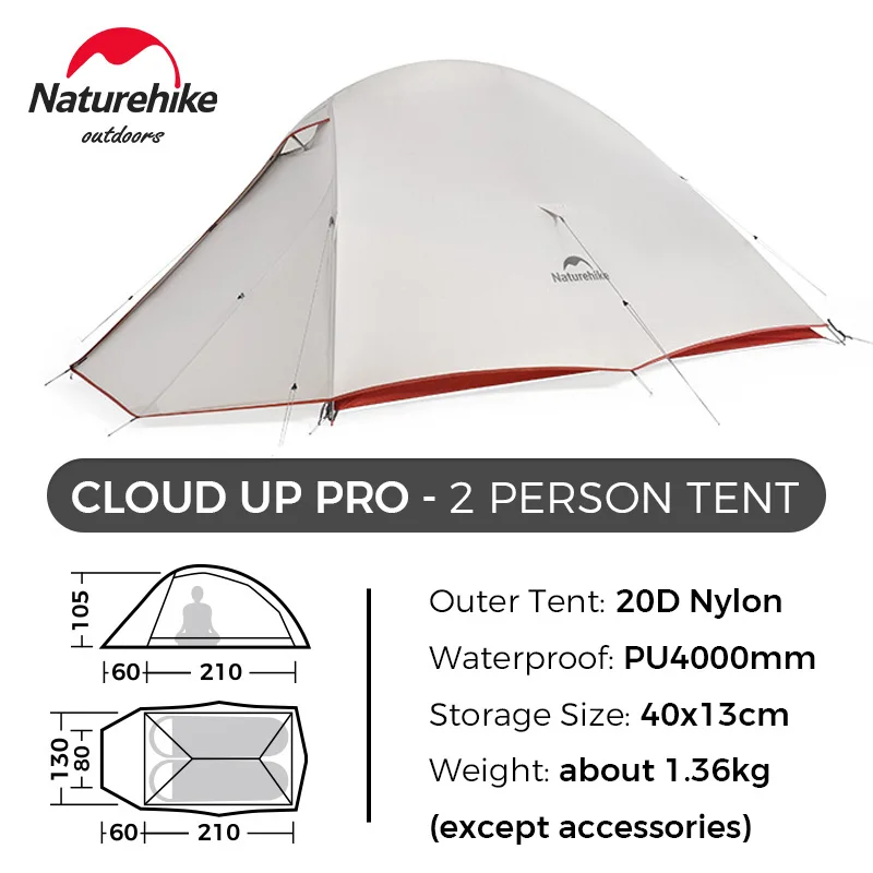 Naturehike Campingtent Cloud Up PRO 1 2 3 Ultralichte draagbare opvouwbare wandelzelt Outdoor winddichte reistrekkingtent - afbeelding 1