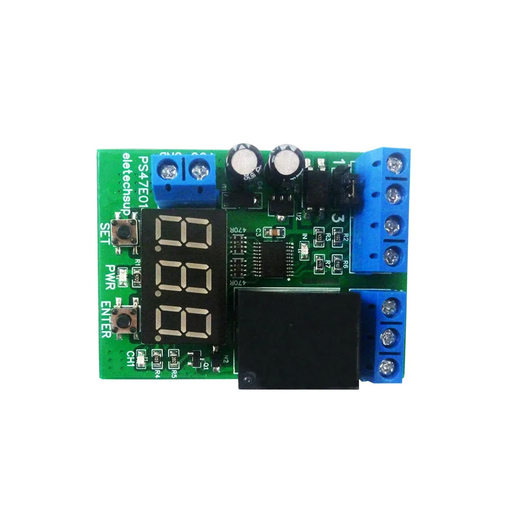 DC 12V 24V LED Digital Relay Switch Control Module Voltage Detection Charging Discharge Monitor Test Board with Digital Tube