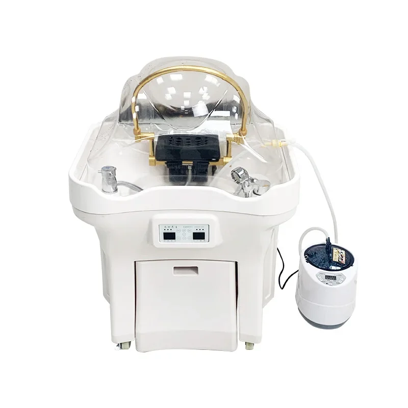 

Movable head treatment basin water storage type with constant temperature water circulation fumigation beauty shampoo bed
