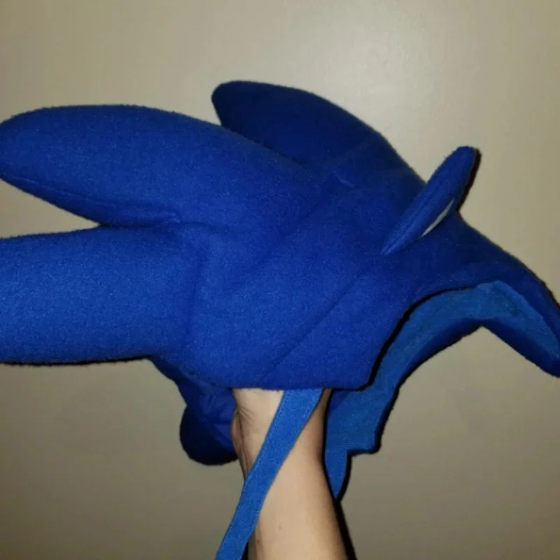 Hot Sale Anime Hedgehog Hats Plush Toys Blue Hedgehog Sound Velocity Boy Headgear Halloween Cool Cosplay Props Adult Unisex Gift