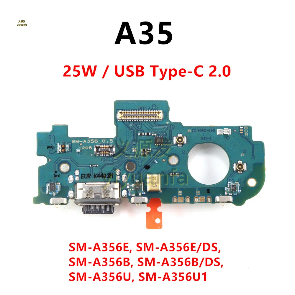 Charging Dock For Samsung Galaxy A35 SM-A356E A356U A356B Charger Board 25W USB Type-C Port Connector Flex Cable With Mic Module