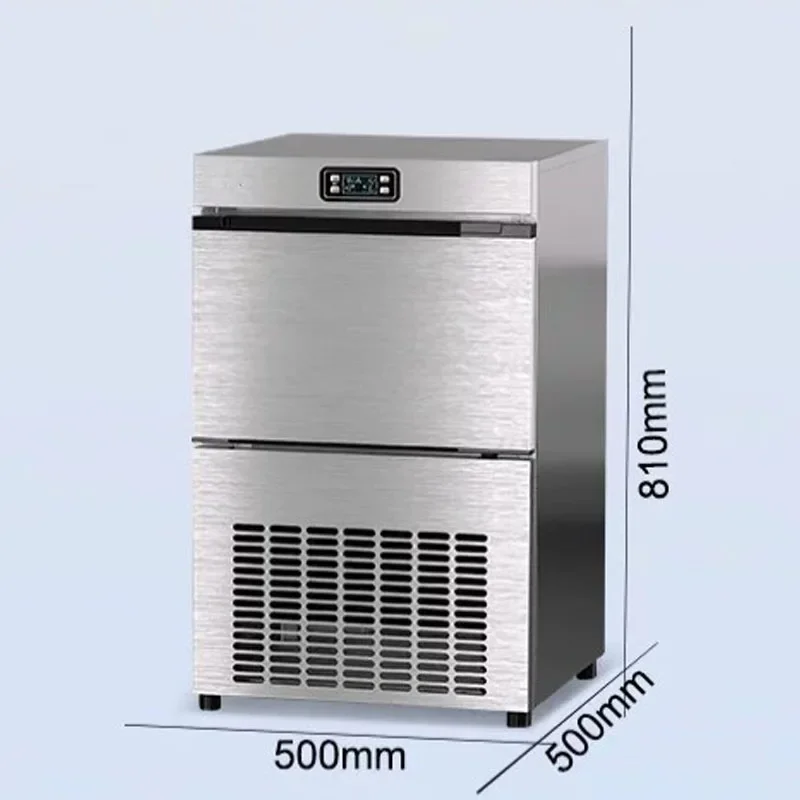 Commercial Ice Maker, Spray Type Large Square Ice Machine, Stainless Steel Built-in Bar Ice Making Machine for Bubble Tea Shop