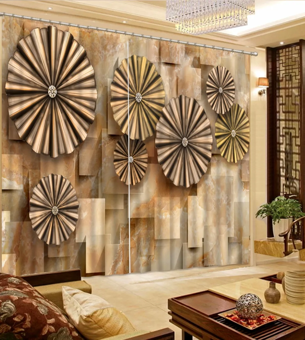 Luxury European Modern relief flower curtain