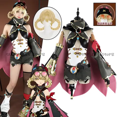 Game Genshin Impact Jahoda Cosplay Costume Wig Uniform Cloak Hat Glasses Headwear Outfit For Women Girls Halloween Party Props