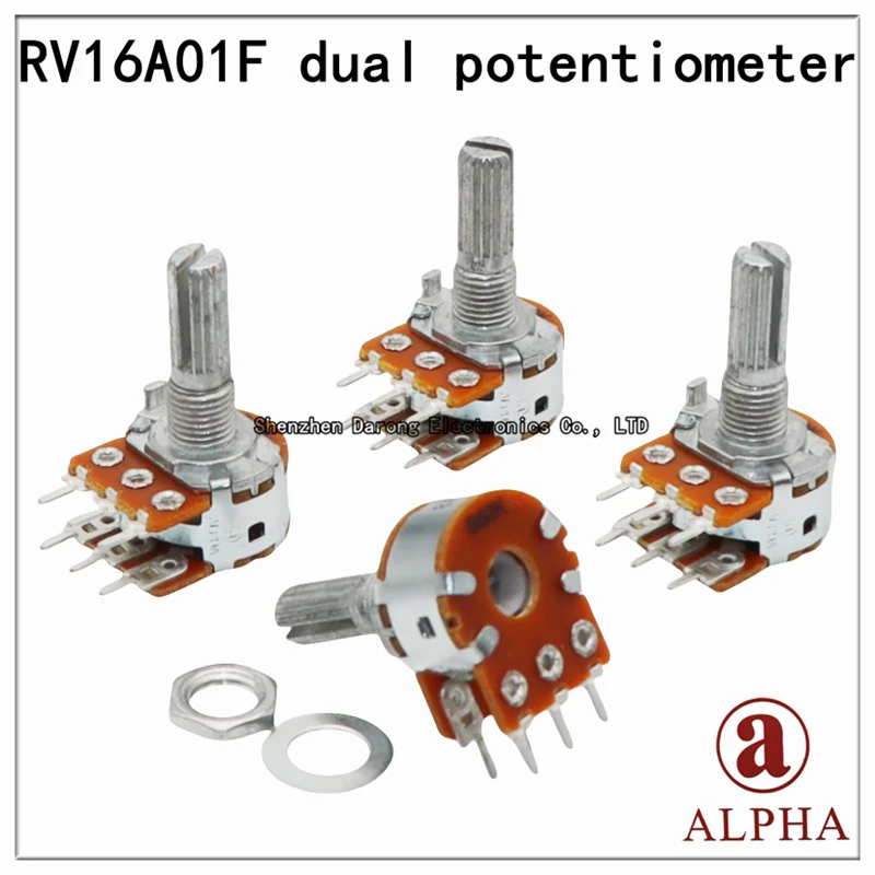 

ALPHA RV16A10F B50K B100K Dual B1K Dual channel fever sound amplifier Volume Potentiometer plum-length handle 20MM six-pin