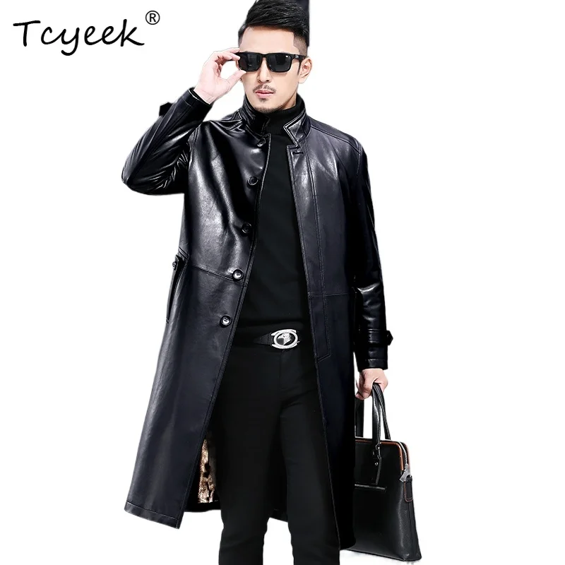 

Tcyeek Real Sheepskin Autumn Winter High End Trendy Stand Collar Black Men's Genuine Leather Jacket Chaqueta Cuero Hombre 가죽 자켓