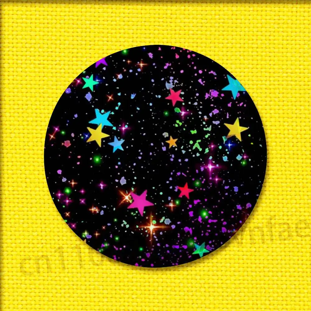 شارات نجمة ملونة 32 مللي متر 25 مللي متر 44 مللي متر 75 مللي متر 58 مللي متر دبوس مستدير قبعة بروش قبعة تذكارية تأثيري هدية زينة #6