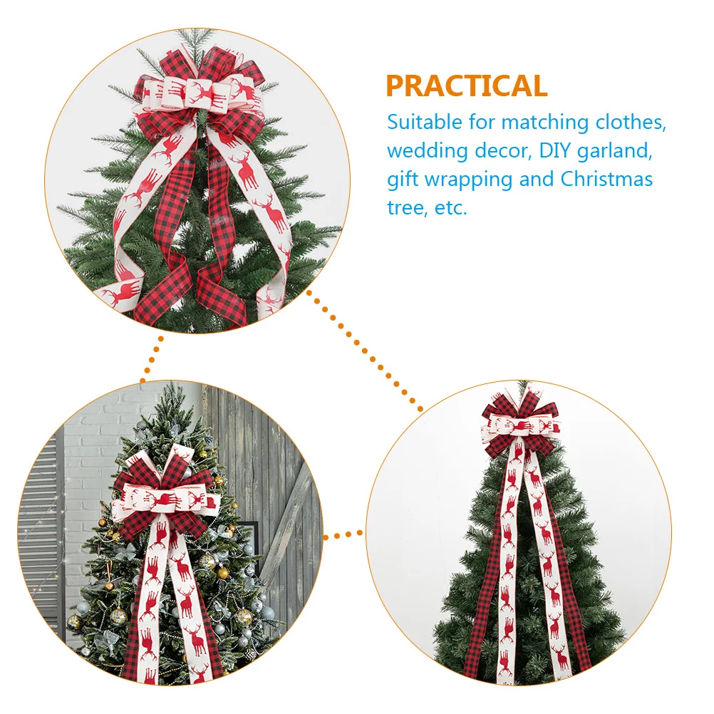 

Treetop Bow Holiday Decorations Topper Bowknot Scene Adornment Toppers Decorative Bows Prop