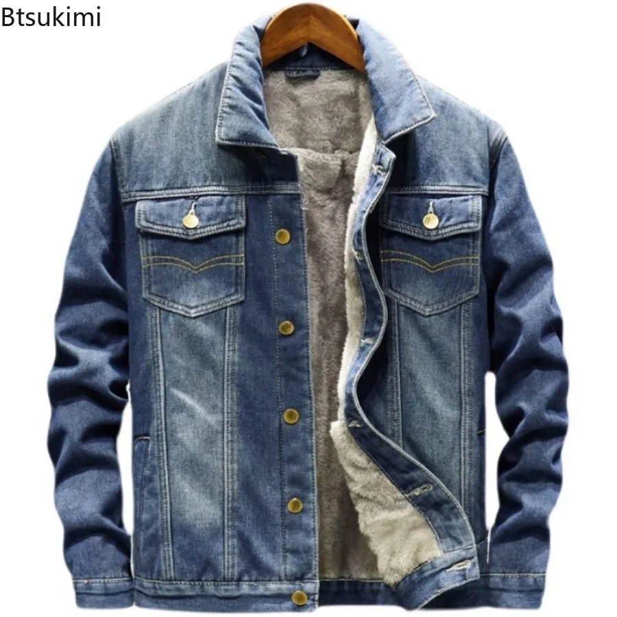 New 2025 Men's Autumn Winter Warm Jeans Jackets Cowboy Outerwear Warm Denim Coats Male Liner Thicker Denim Jacket Plus Size 5XL