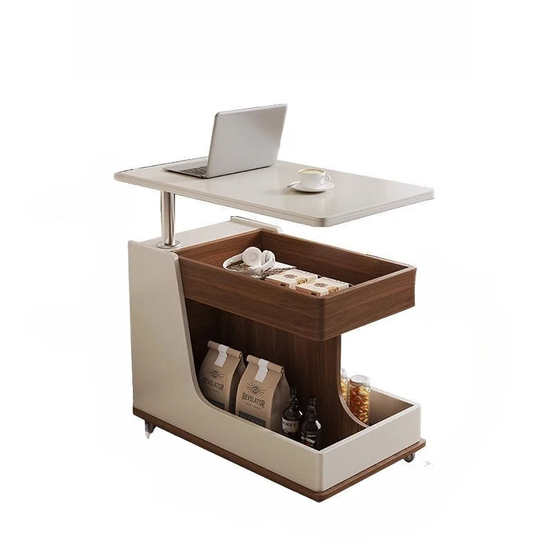 

Solid wood walnut edge few simple living room household sofa side cabinet small apartment cart office movable coffee table