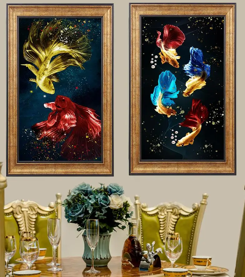 Koi Fish Feng Shui Carp Lotus Pond Pictures Canvas Painting Wall Art For Living Room  Home Decor NO FRAME