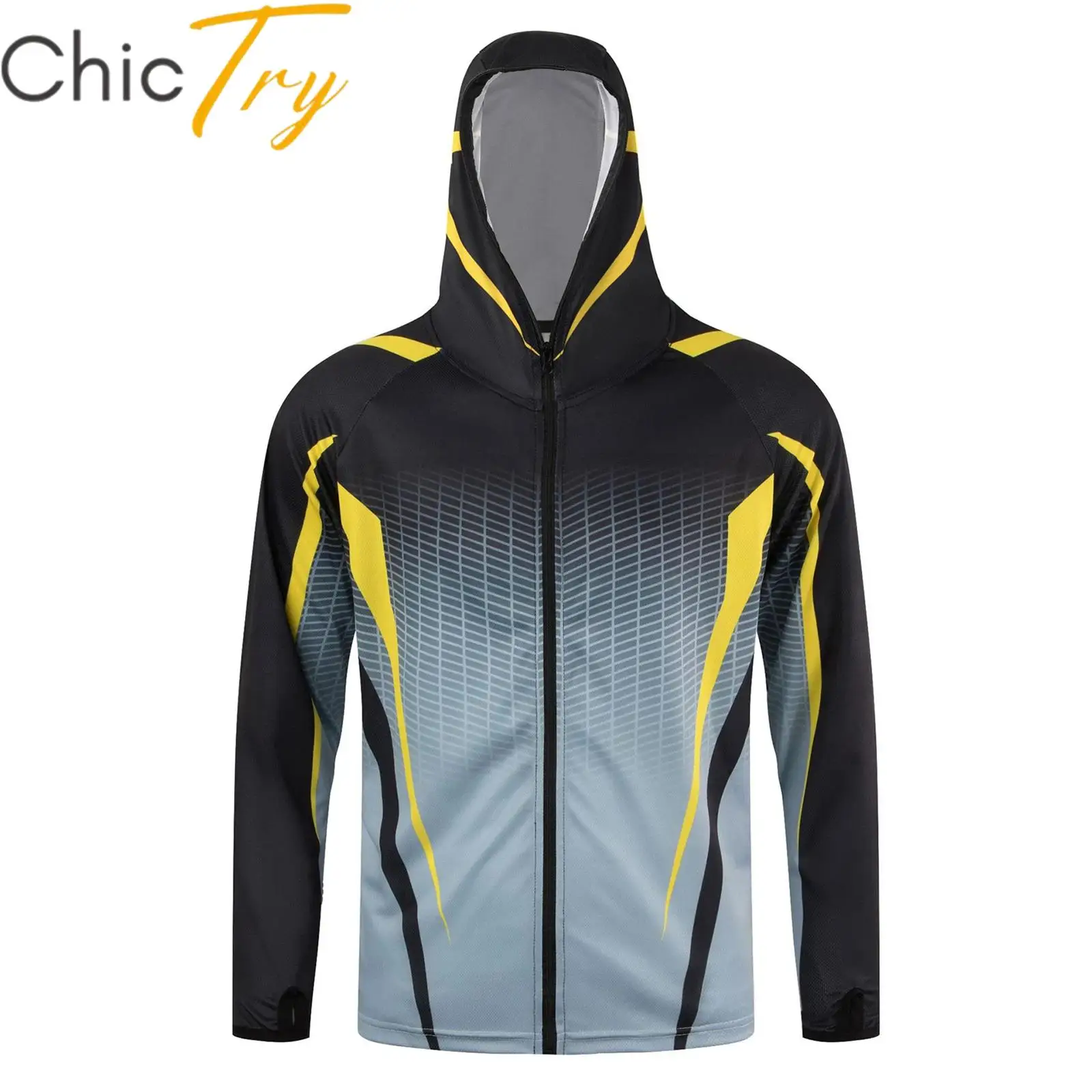 

Mens Breathable Coat Hooded Jacket Outdoor Hiking Fishing Quick-Drying Sun-Protective Outerwear Long Sleeve Zipper Sweatshirt