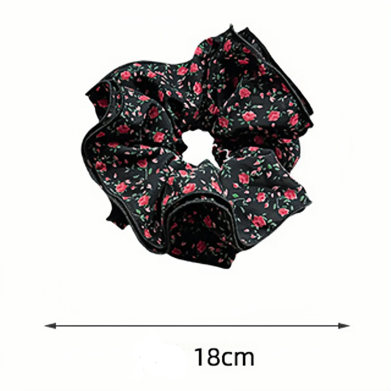 1PC 18cm Large Floral Scrunchies For Women, Vintage Rose Print Big Hair Ties Elastic Hair Bands Hair Accessories