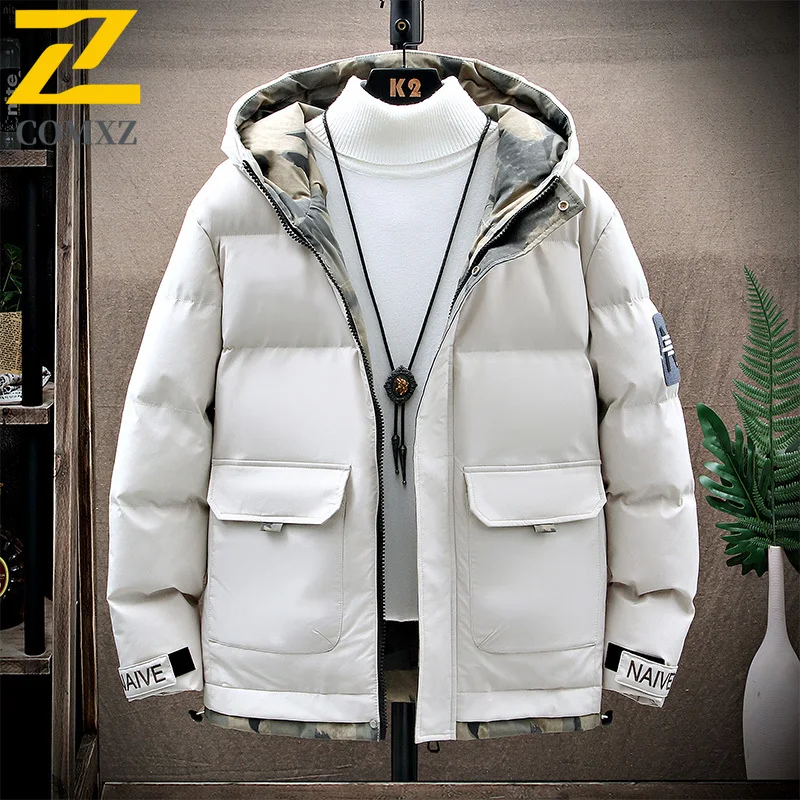 معطف رجالي من القطن 2025 اتجاه جديد متعدد الاستخدامات من القطن السميك الدافئ مع قلنسوة سترة خارجية غير رسمية النسخة الكورية معطف ريش قطني فضفاض #3