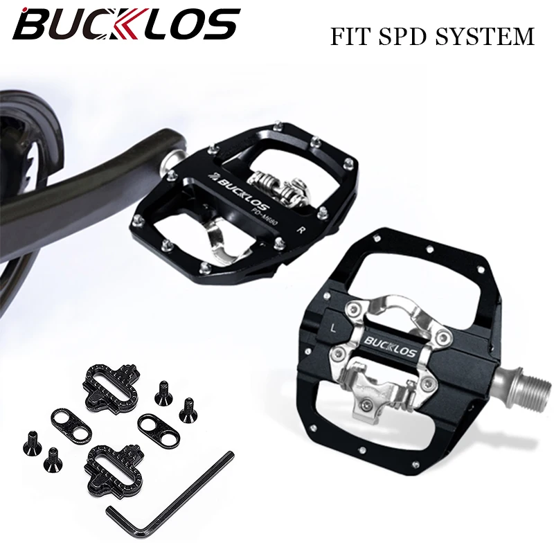 BUCKLOS Fit SPD System Clipless Pedal Bicycle Self-locking Pedals Dual Function Mountain Bike for Shimano SPD Bike Spin Pedals