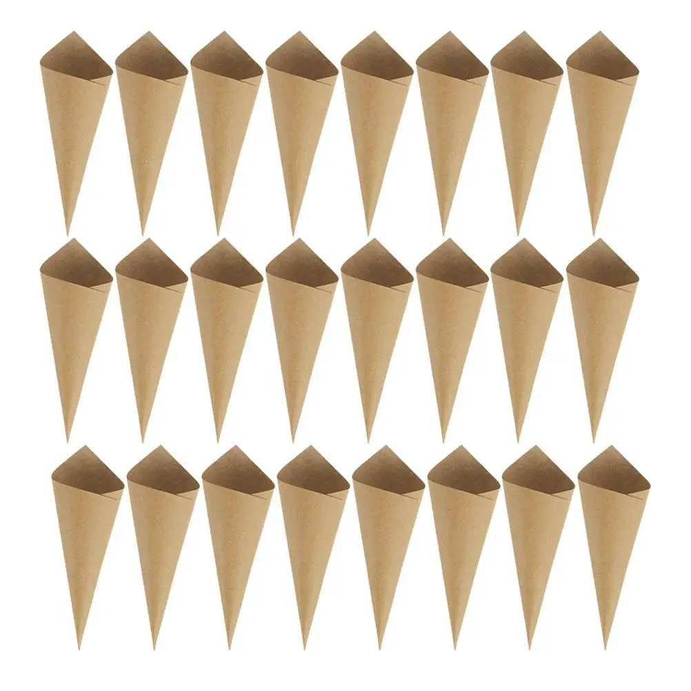 

60pcs Paper Cone Flower Petal Covers For Women Cones Light Brown Wedding Confetti Party Supplies Fillable Craft Decor