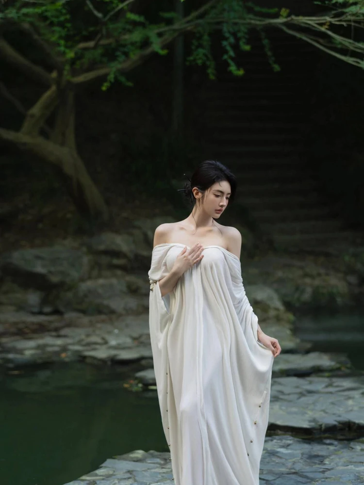 

Wedding Morning Robe Chinese Style Loose Dress Art Photo Cold Tone Simple Design Studio New Model Ethnic Fashion Women's Dress