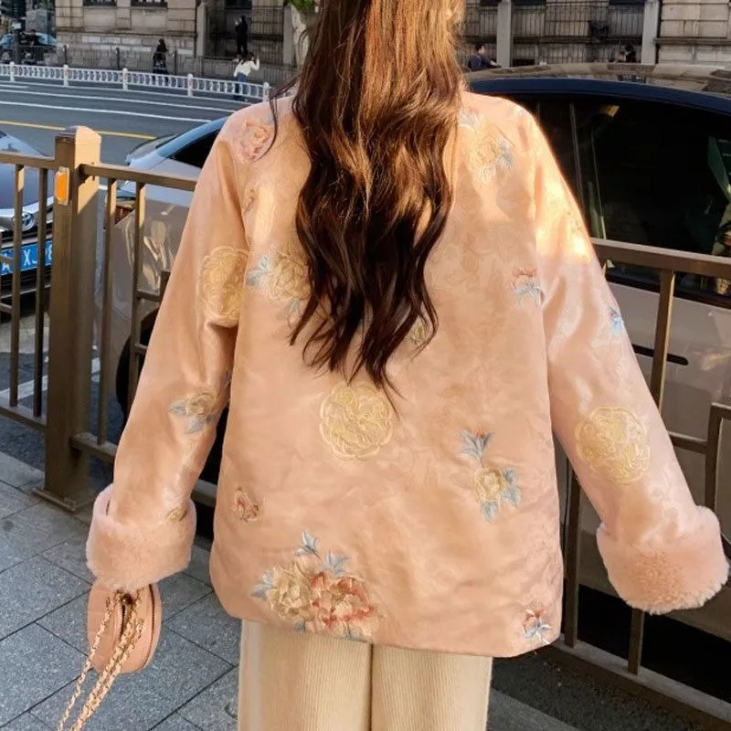 This Autumn Winter New Chinese-style Traditional Chinese Style Button-down Jacket Is Loose Versatile Warm Daily Commuting Jacket