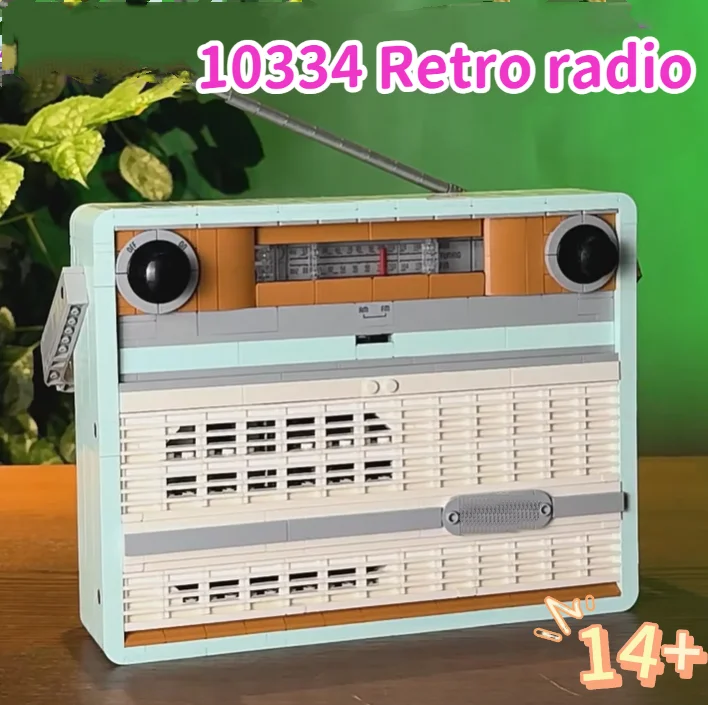 

2025 MOC 10334 Retro Radio Model Building Blocks 1970s transistor Radio Music Home Decor Bricks Toy For Children Christmas Gifts