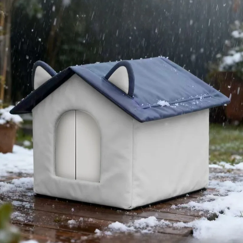 

Утепленный ветрозащитный домик-лежанка для кошек и собак с замком для улицы, товары для животных