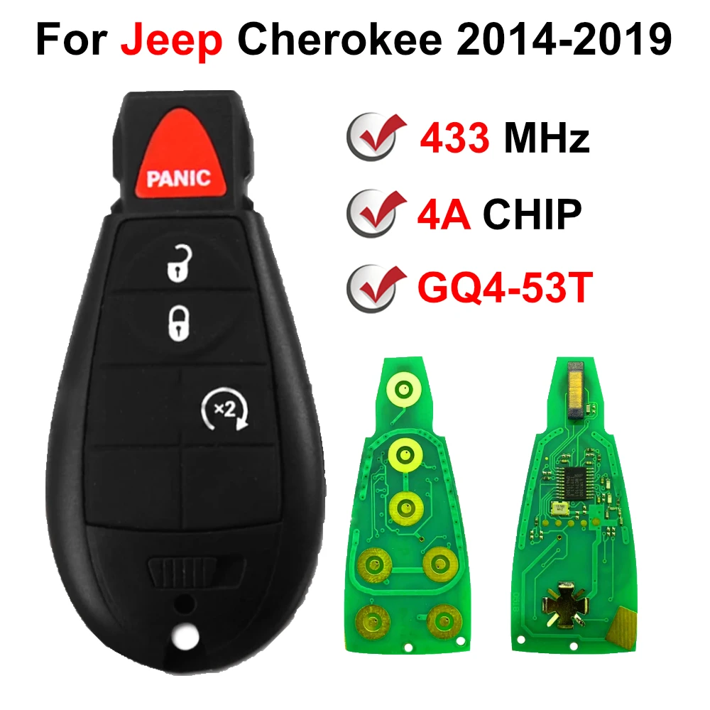 M3N-40821302 433MHz PCF7953A 4 Buttons Smart Remote Car Key Fob ID46 For Jeep Grand Cherokee 2014 2015 2016 2018 2019