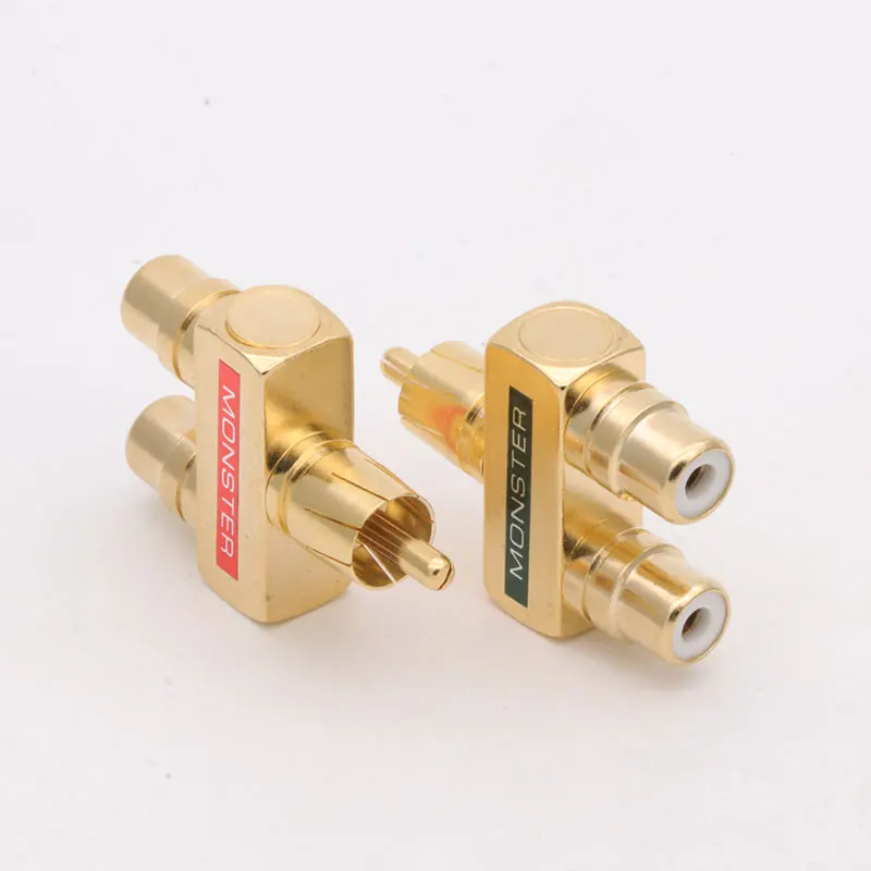 1Pair RCAxMale Plug to 2xRCA Female Socket Connectors, Excellent Gold Plated RCA HIFI Audio Terminals
