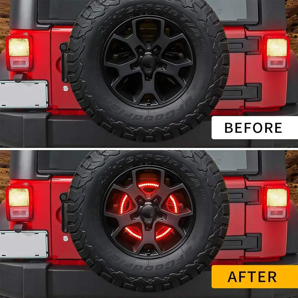 Spare Tire Brake Light For Jeep Wrangler TJ JK JL Unlimited Rubicon Sahara X Sport 1996-2023 Rear Tail Wheel Tyre Lamp