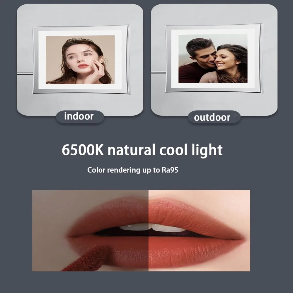 8-Zoll-Wand-Make-up-Spiegel mit quadratischem LED-Beleuchtung und 3-facher Vergrößerung und Ein-/Aus-Schalter für Schönheit und Rasur