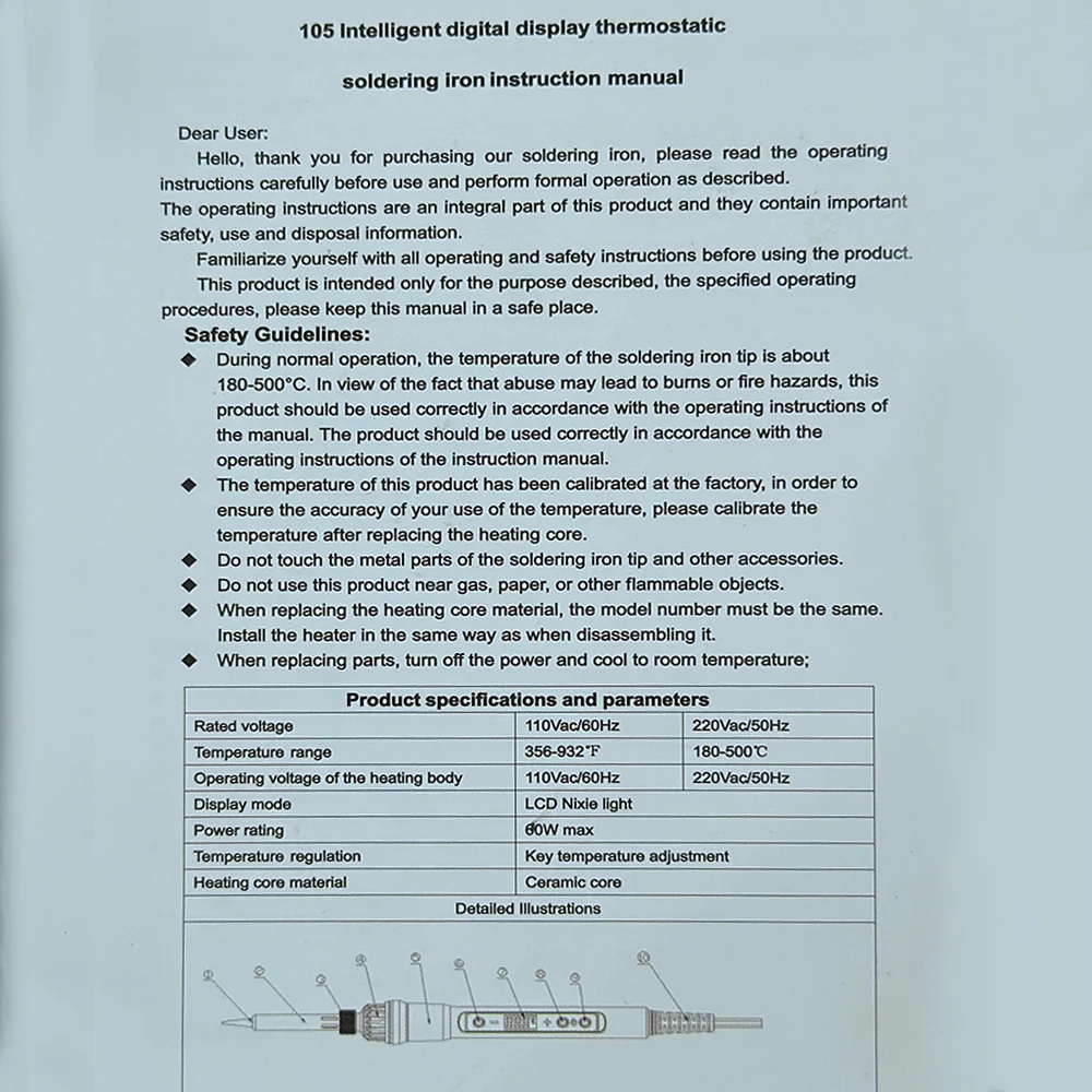 LF 80W Digitalanzeige Lötkolben Schweißset C/F Schaltkalibrierungstemperatur 100-500C Heimreparatur DIY Lötset – Detail 6