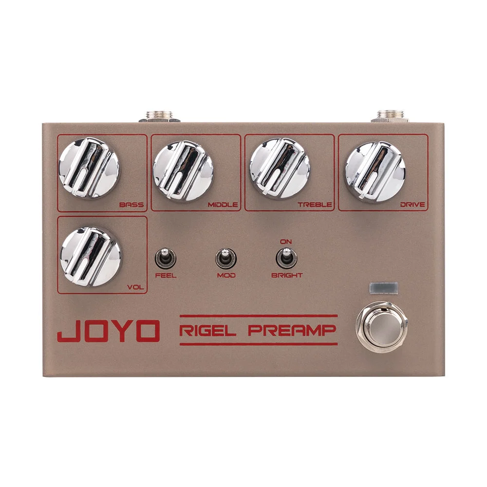 Pedal de Simulación de Preamplificador de Alta Ganancia R-24 RIGLE, Ecualizador de 3 Bandas, Control de Overdrive, Efecto de Guitarra, Tono Limpio y Futurista, Marrón