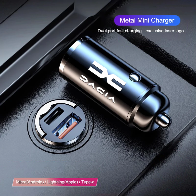 1 Uds Mini cargador Invisible para coche 100W interfaz Dual USB tipo C para Dacia Logan Sandero Duster Lodgy Spring Jogger Dokker Bigster