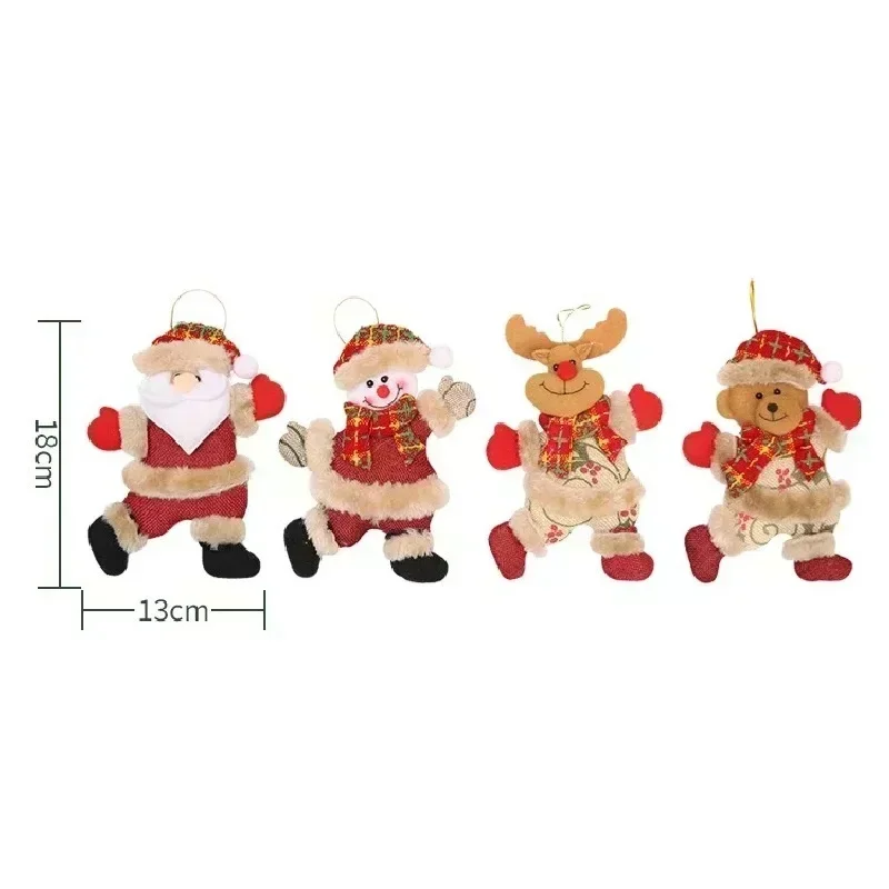 4pcs 2024 Christmas Santa Claus Snowman Elk Bear Pendant Doll New Year Merry Christmas Tree Decor for Home Xmas Ornaments Gifts