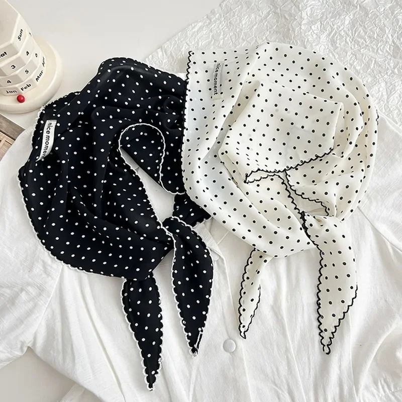

Korean Style Polka Dot Triangle Headscarf Women Triangle Wrap Summer Sun Hat Hair Band Travel Accessory Ins Trendy Headwear