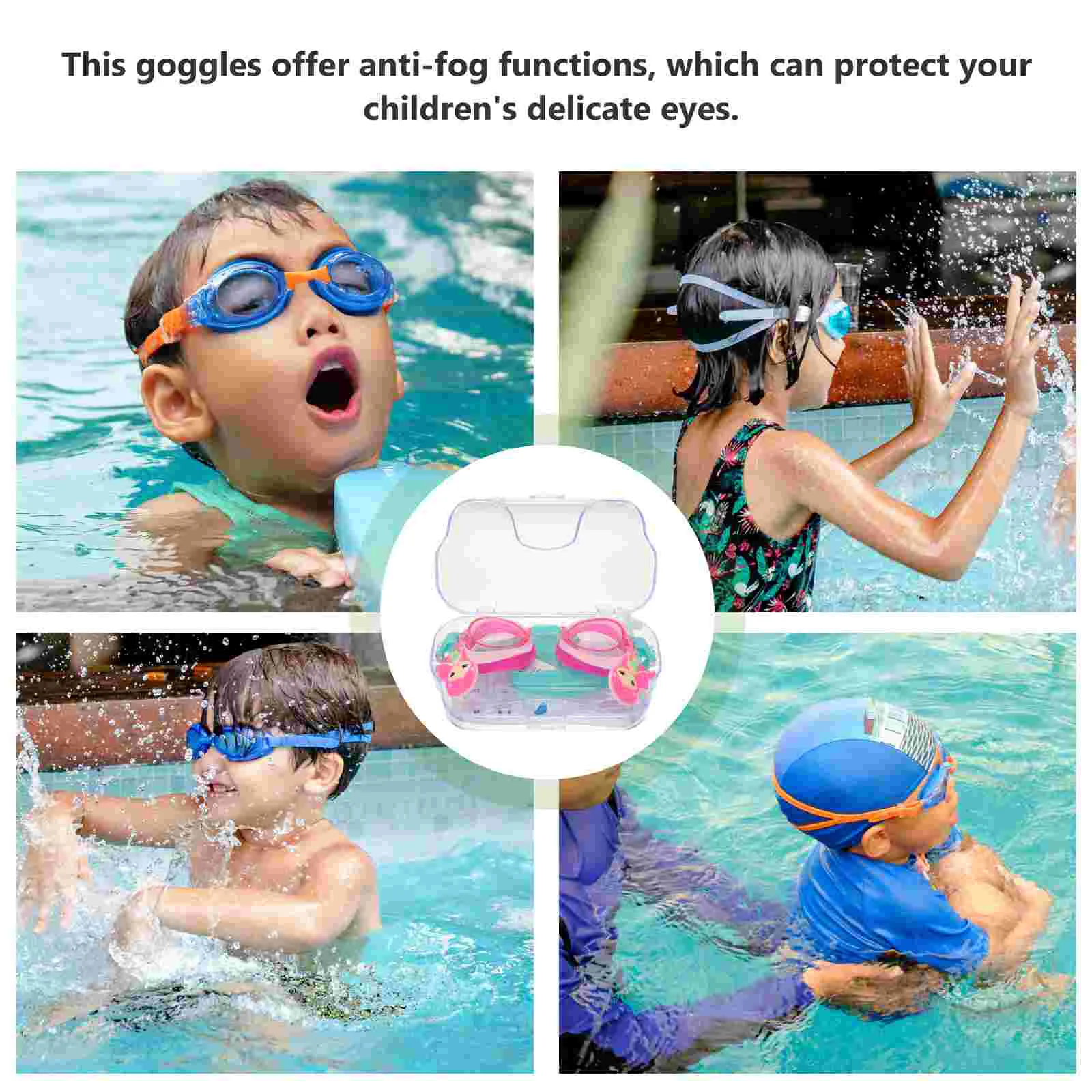 1 paire de lunettes de natation pour enfants, lunettes de natation de dessin animé, lunettes anti-buée