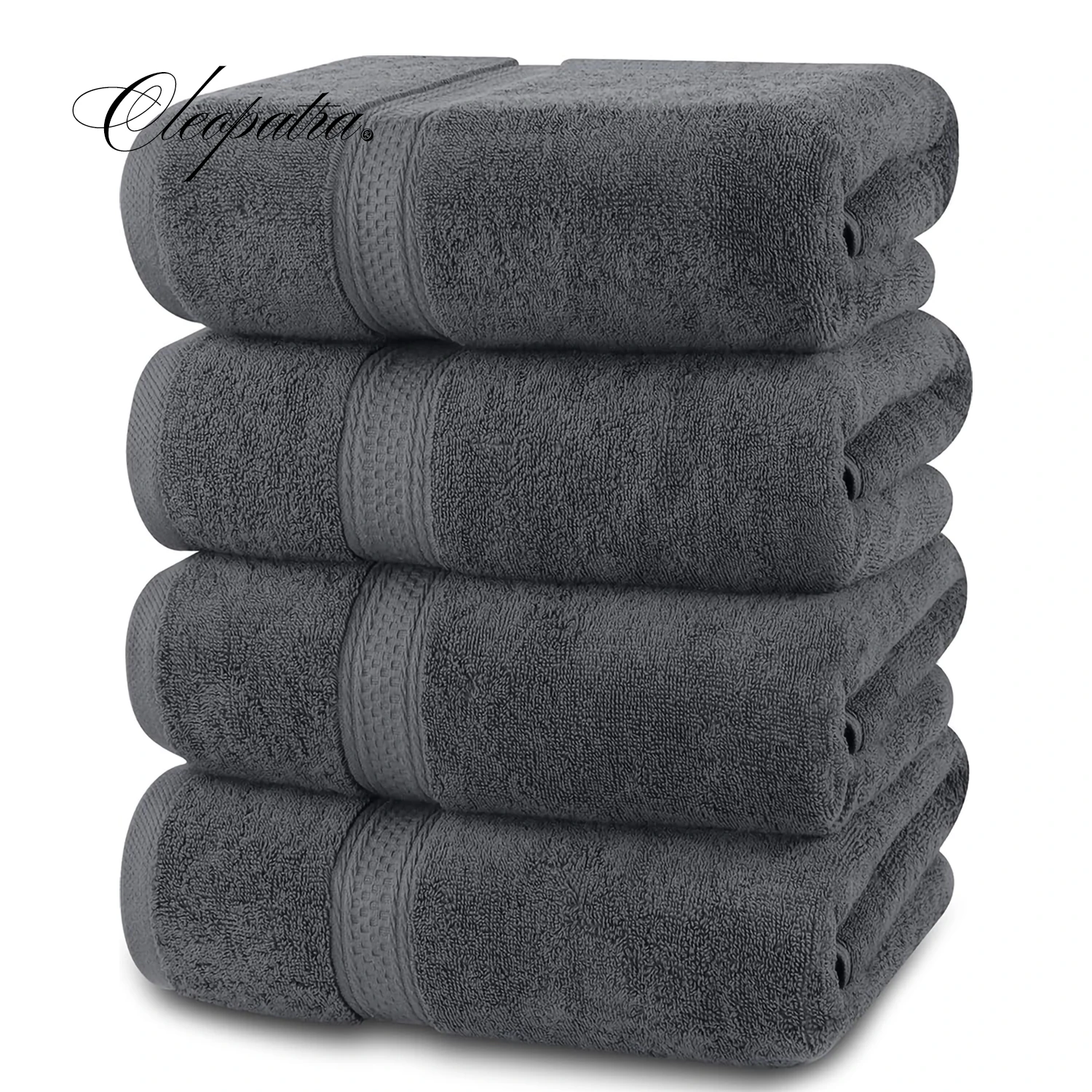 CLEOPATRA Premium 4 Pack Bath Towel Set 100% Cotton Shower Towels for Bathroom Hotel Gym Spa Lightweight Highly Absorbent Towels