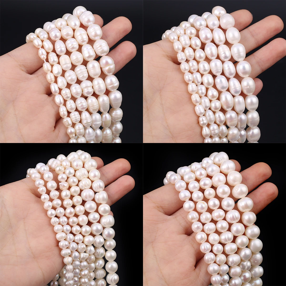 Natural Freshwater Pearl Beads Rice Round Shape Isolation Loose Beaded for Jewelry Making DIY Bracelet Necklace Accessories Gift