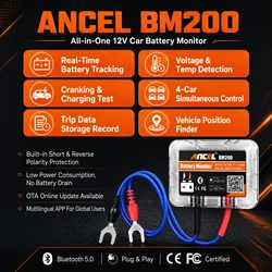ANCEL BM200 12V Car Battery Monitor 12V Battery Health Monitoring Wireless Bluetooth 4.2 For Android IOS APP Battery Tester Tool