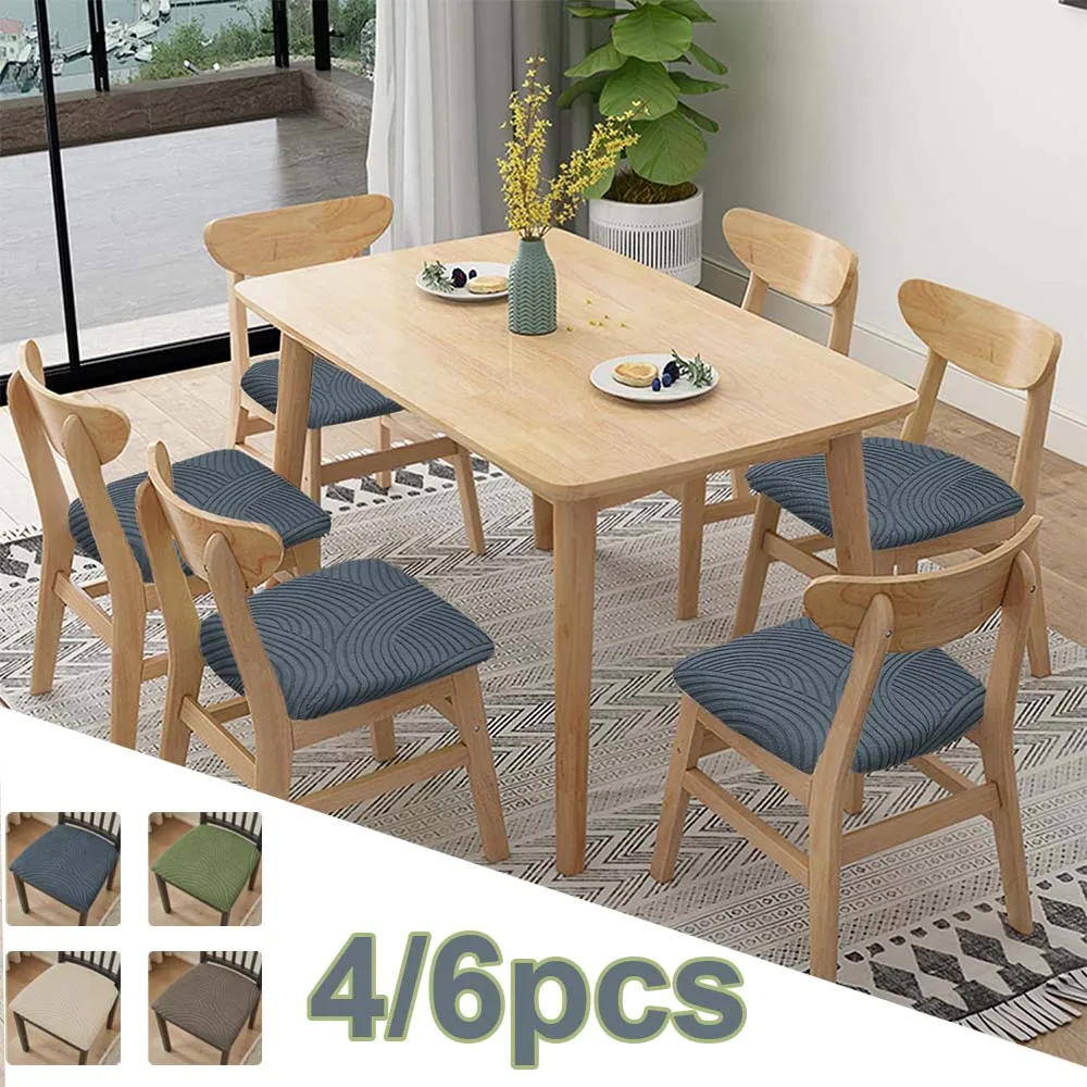 

4/6pcs Chair Seat Cover Polar Fleece Jacquard Fabric Non-slip Stool Cushion Cover for Dining Room Wedding Office כיסויים לכיסאות