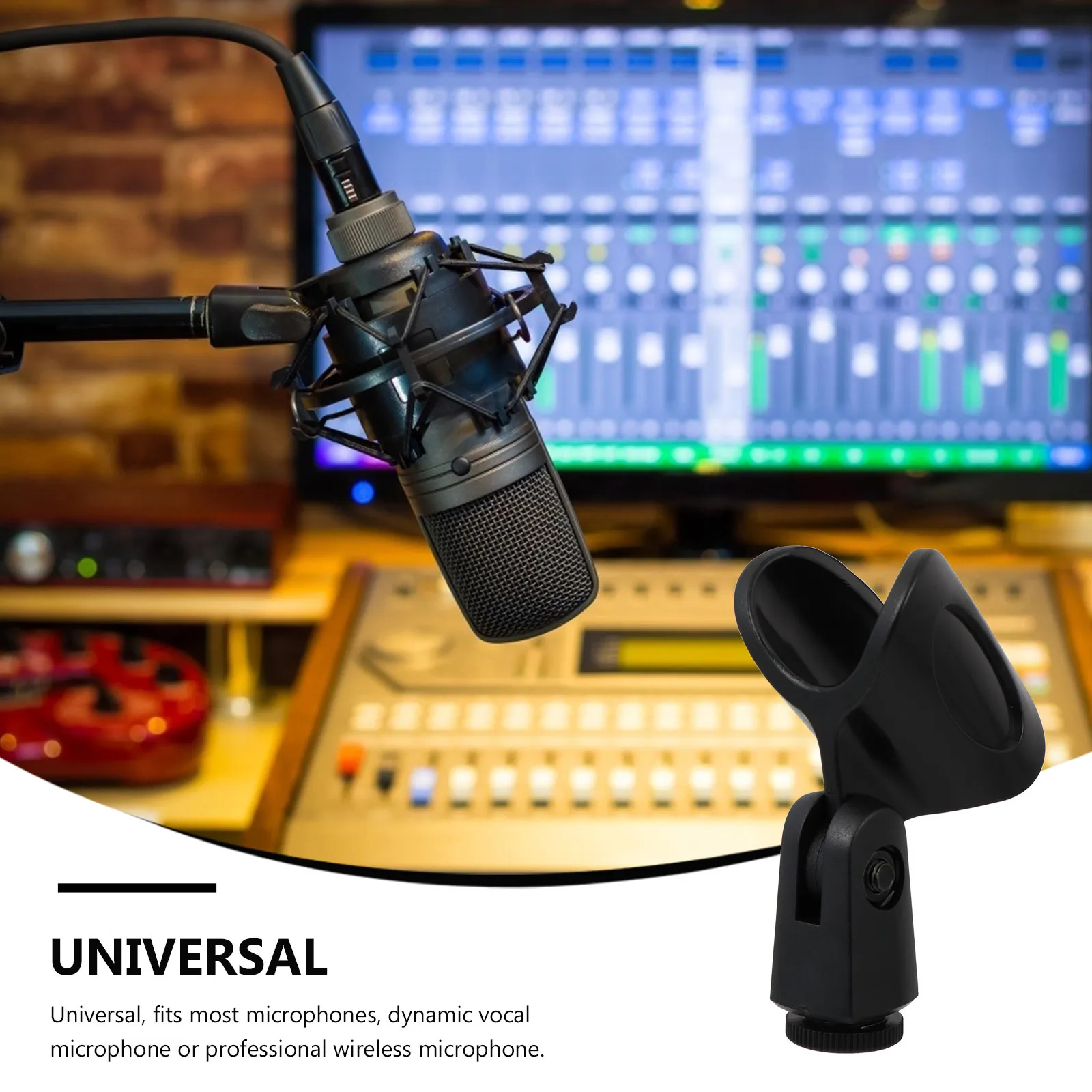 

1Set Universal Microphone Clips Black Adjustable Mic Stand Clip Practical Durable for Vocal Wireless Microphones