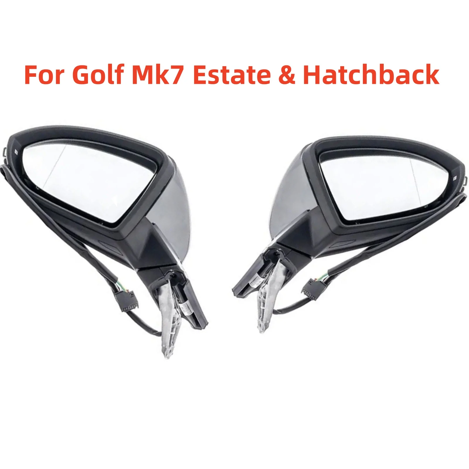 For VW Golf Mk7 Hatchback 2012-2020 Electric Wing Door Mirror Primed 6-Wire Without Folding Mirrors On Both Sides Replacement