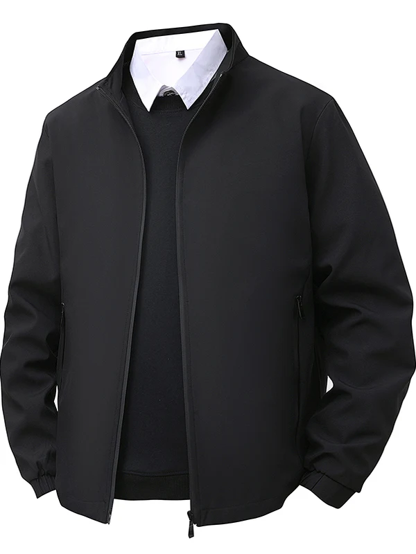 

Мужская весенне-осенняя элегантная повседневная верхняя одежда Busin Jaet, пальто-стойка из полиэфирной ткани, длинная застежка-молния