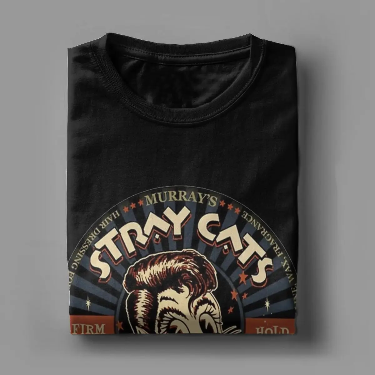 Men Stray Cats Band T Shirt Pure Cotton Tops Vintage Short Sleeve Round Neck Tees Plus Size T-Shirt