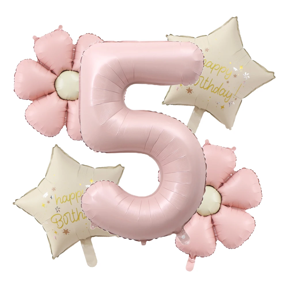 Nowe różowe balony foliowe z kwiatem stokrotki Plumeria Ball Dekoracja ślubna Urodziny Przyjęcie Baby Shower Rekwizyty fotograficzne ， 32-calowy różowy numer