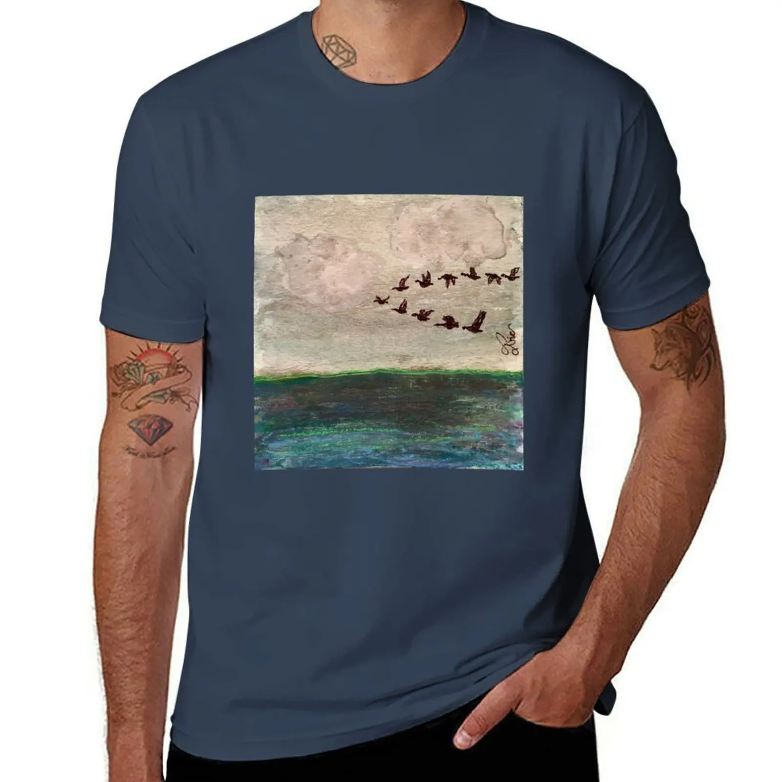 Flying V of Geese T-Shirt Casual Work Wear T-Shirt