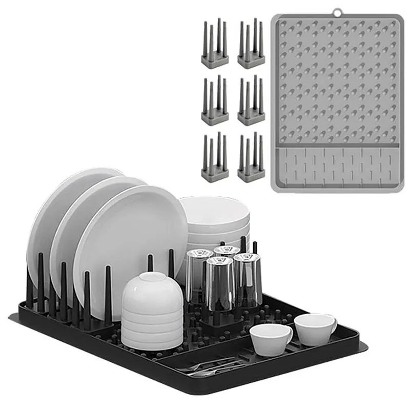 

Silicone Dish Drying Rack Adjustable Dish Plate Bowl Cup Storage Holder Tableware Dish Drying Rack Drainer Kitchen Organizer