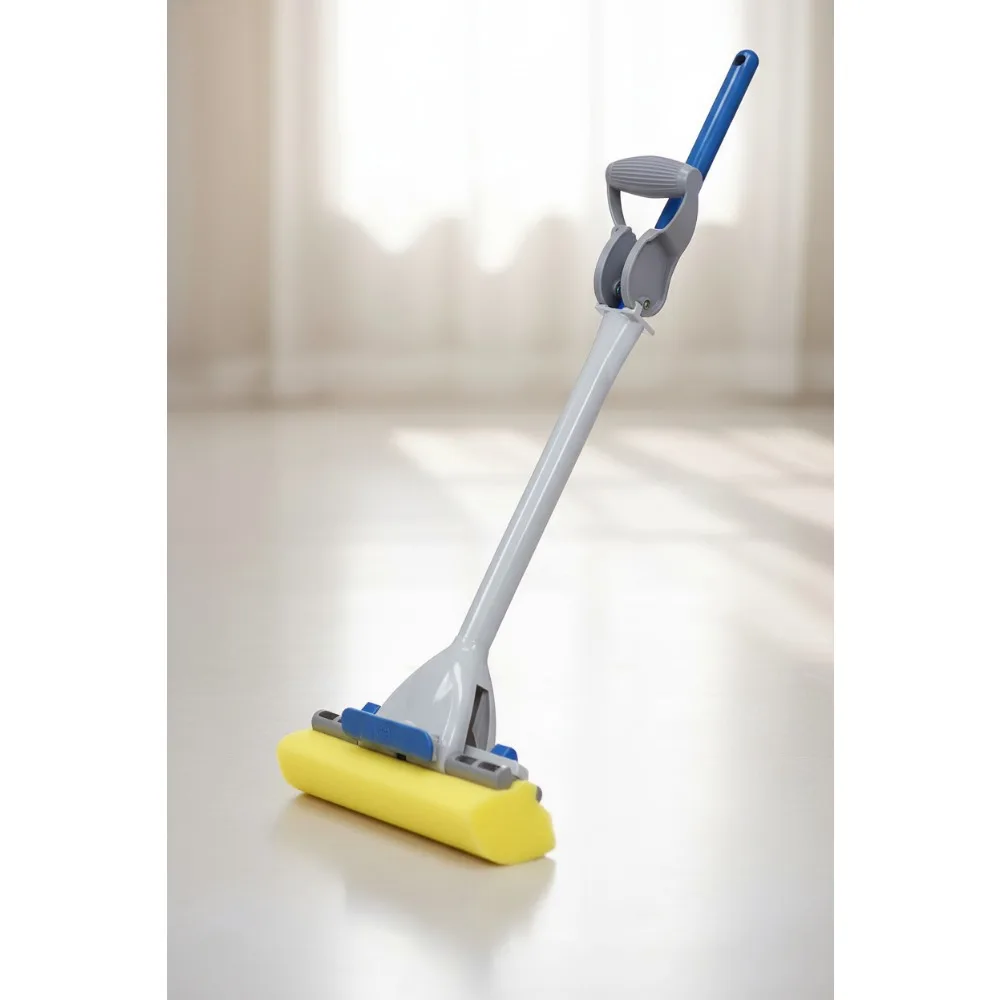 

Automatic Squeeze Mop 9-Inch Sponge Head 54-Inch Steel Handle for Home Kitchen Bathroom Tile Floors Cleaning