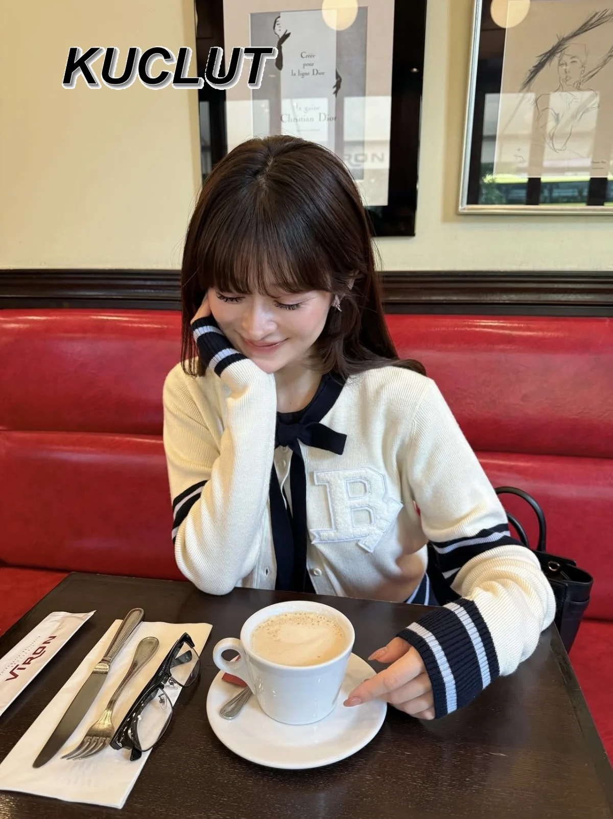 

Japanese Style Tie Patch Knitted Cardigans Fashion Casual Knit Shirt Long Sleeve Top Spring Autumn Cardigan Sweater Women