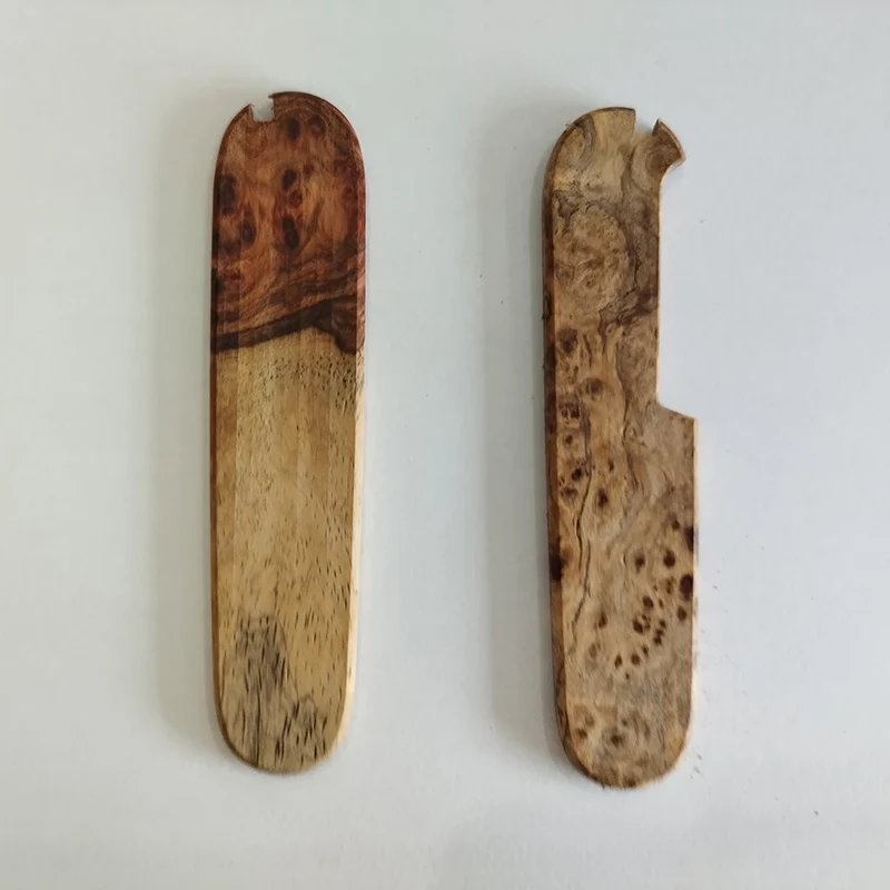 2 Types Natural Wood With Burl Material Knife Grip Handle Patches Scales For 91MM Victorinox Swiss Army Knives DIY Make Parts