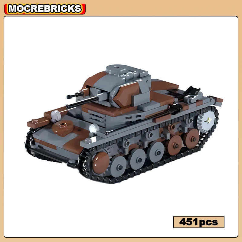 WW2 Military Army Tank Panzer II Ausf C Tracks Armoured Chariot MOC Building Blocks Assembly Model Kid's Technology Bricks Toys