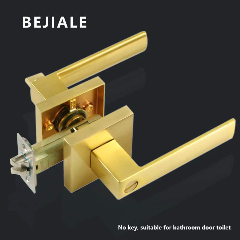 

Bedroom Door Lock Household Wooden Door Single Tongue Bathroom Black Keyless Door Handle Universal Gold Three-Lever Door Lock